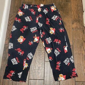 Men’s Kelloggs Cartoon Print Black Pajama Pants Pajama Size L 36/38